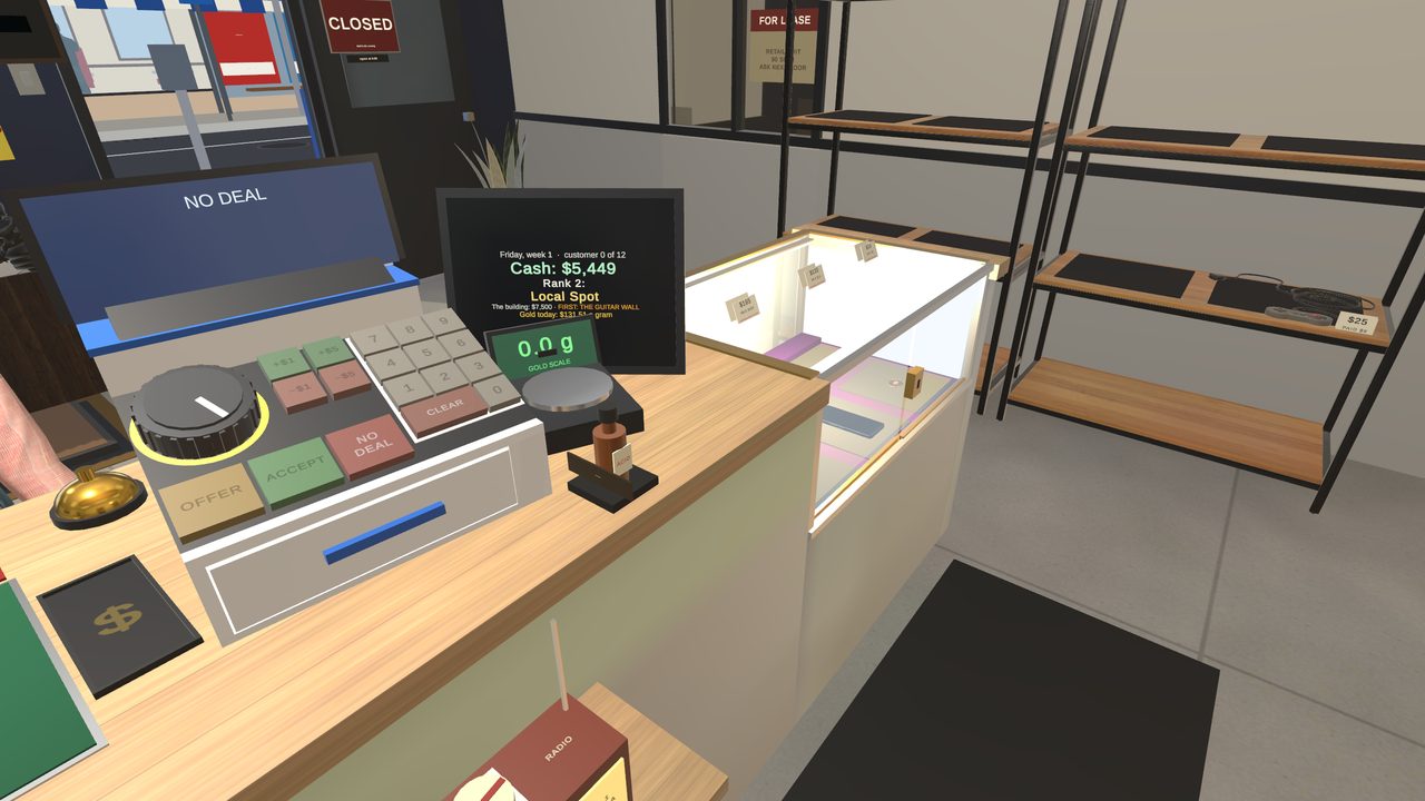 The register, the gold scale and the glass case